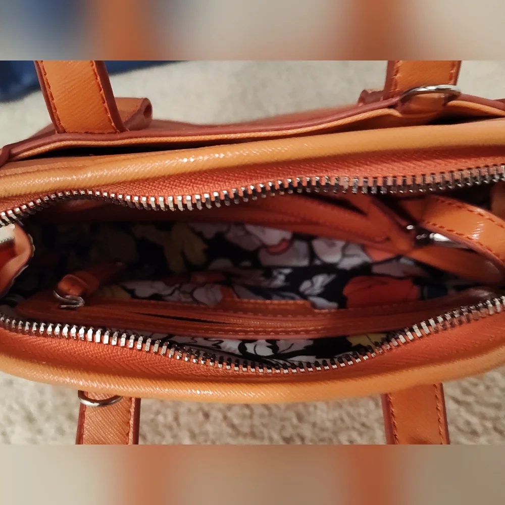 Nine West Shoulder Crossbody Bag Purse Hand Bag, Orange, Faux Leather - Picture 7 of 11